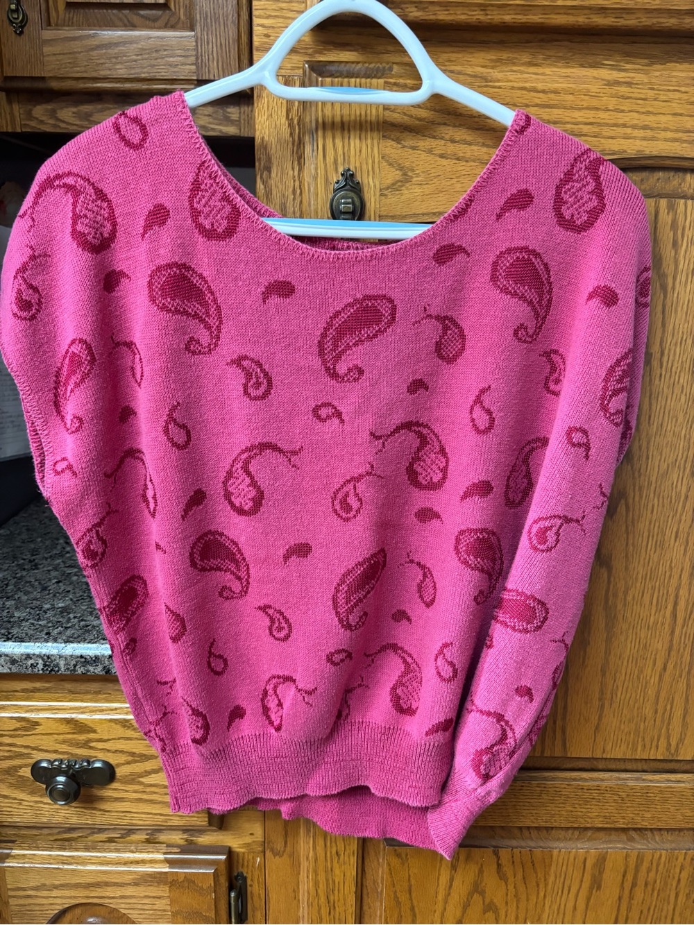 Bright Pink Paisley Off-the-Shoulder Sweater